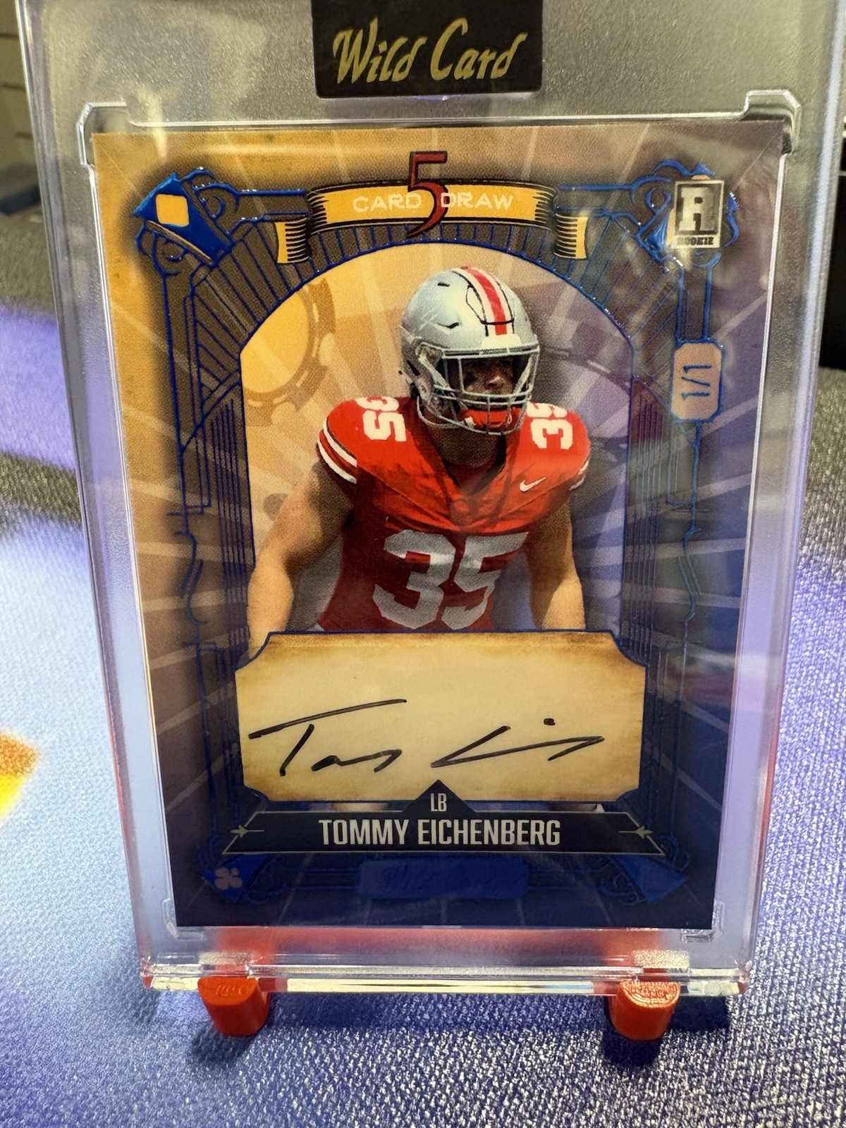Tommy Eichenberg Wild Card 5 Card Draw Hobby Autographs #TE Vintage-Blue Foil-Black/Gold 1/1
