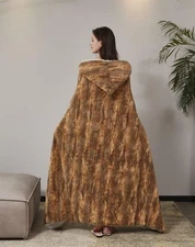 Cedar Bark Brown Hooded Wearable Sherpa Throw by Virah Bella 50 x 70