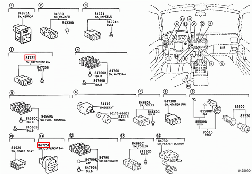 Genuine Toyota LandCruiser HDJ80 HDJ79 HDJ78 GRJ79 Front Rear Diff Lock Switch - Picture 14 of 20