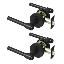 Okun Zen Privacy Door Handle, Matte Black Door Lever 2-Pack Push Button
