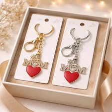 1 Mom Heart Rhinestone Key Chain Ring Bag Purse Charms Sparkle Gold Silver NEW