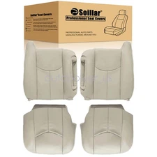 For 2003-2006 Chevy Tahoe Leather Driver Passenger Bottom & Top Seat Cover Tan