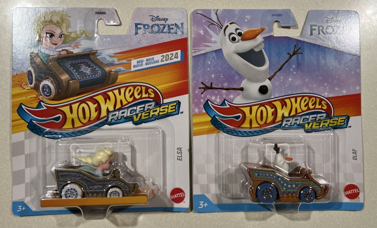 NEW 2025 HOT WHEELS RACER VERSE Disney FROZEN OLAF & ELSA LOT 2