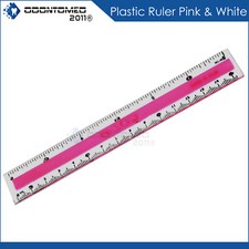 6'' Plastic Ruler Pink & White Measuring Tools Home Office School Stationary