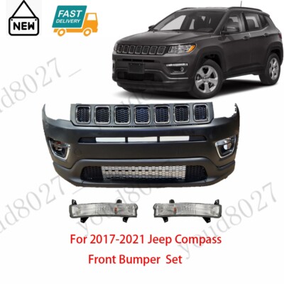 Grille de calandre centrale de pare choc avant compatible avec Jeep remises Compass 2017-2021 noir brillant