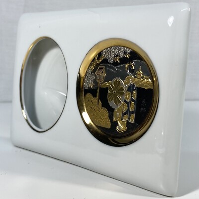 Vintage Art of Chokin Bilderrahmen weiß Porzellan eingefasst in 24k Gold Japan