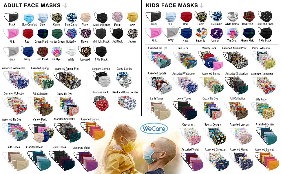 WeCare Disposable Face Mask, 3-Ply with Ear Loop (Individually Wrapped) 50 Pack
Opens in a new windo