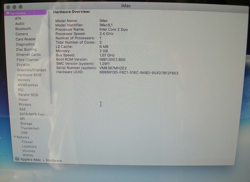 Apple iMac A1224 20 in 2.4 core 2 Duo 1TB HDD 2 GB RAM DVD WiFi 2008 model - Afbeelding 6 van 11
