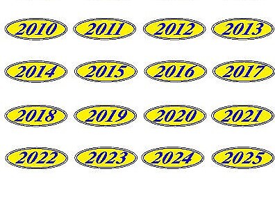 CAR DEALER OVAL MODEL YEAR STICKER 2010-2025 PKLARGE WINDSHIELD STICKER BLUE