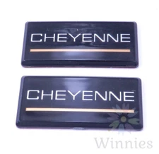88-89 Chevrolet Cheyenne 2pc Roof Pillar Cab Emblem Badge Nameplate Side USED