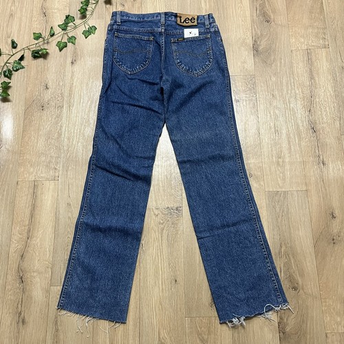 VINTAGE MEN'S LEE RIDERS JEANS SIZE W32 L34 BLUE DENIM RAW FRAYED HEMS (jc100) - Picture 8 of 8