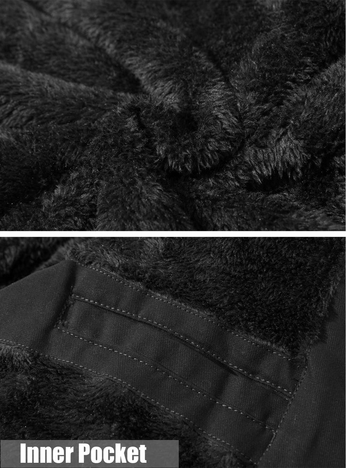 TrendAura Mens Fleece Lined Hooded Cargo Jacket Winter Warmth and Outdoor Comfort Water Resistant