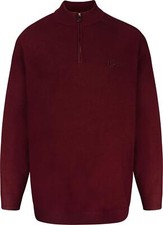 Image of Big Mens Uptheir Finch Essential Half Zip Knit Jumper in Cabernet Red 3XL to 8XL