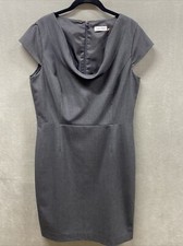 Calvin Klein Dress Size 12 Cap Sleeve Cowl Neck Light Gray Lined Sheath