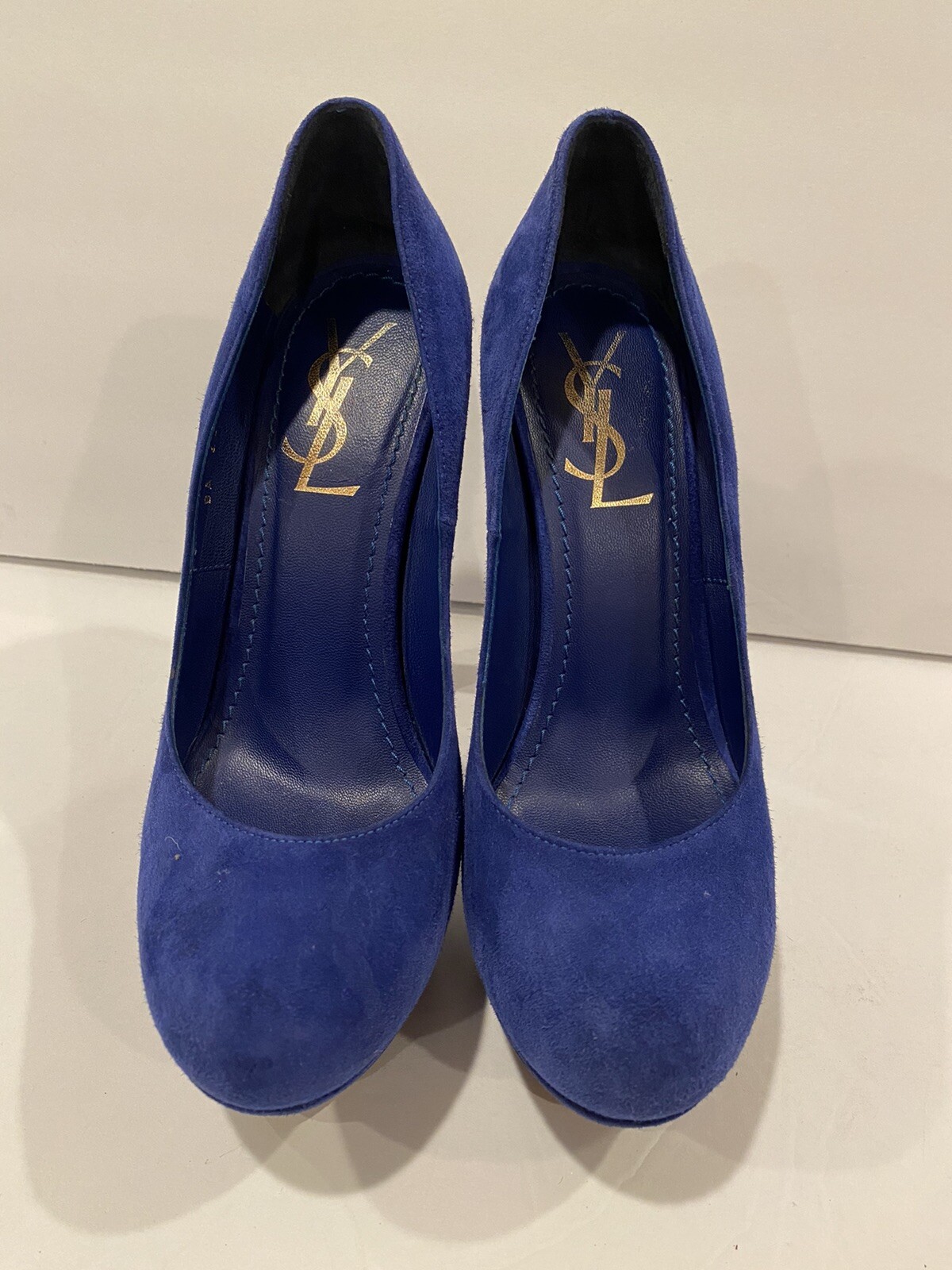 YSL Yves Saint Laurent decolte scamosciate tacco blu 36 5 5 6 $795