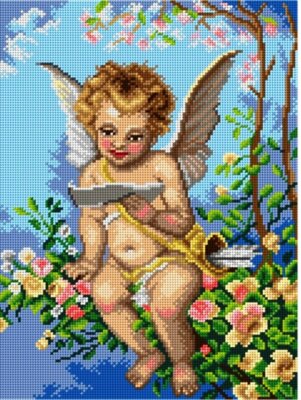 ''Angel Reading a Letter'' Printed Canvas for Cross Stitch Tapestry Orchidea 2923J