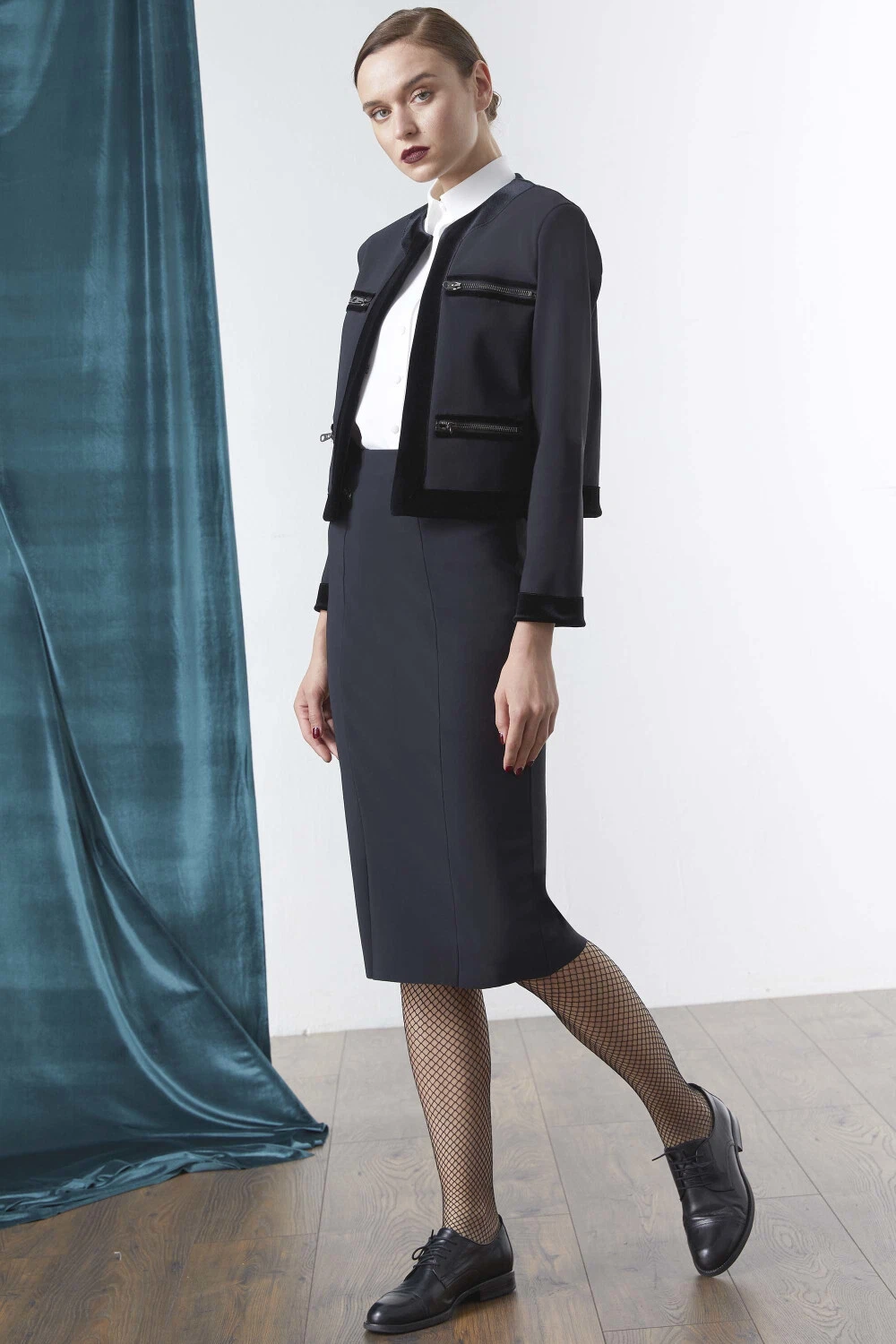 TORY BURCH Giacca nuova con etichette Chiara Boni La Petite Robe Sen elegante nera con cerniera accento 4 $650