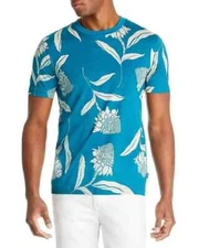 Hugo Boss men's SZ 2XL Tessler Cotton Floral Print Tee Shirt  open Green