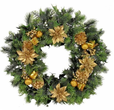 Weihnachten Türkranz Kiefer Beeren Band Gold Deks Festlich Ring Tische Gräber