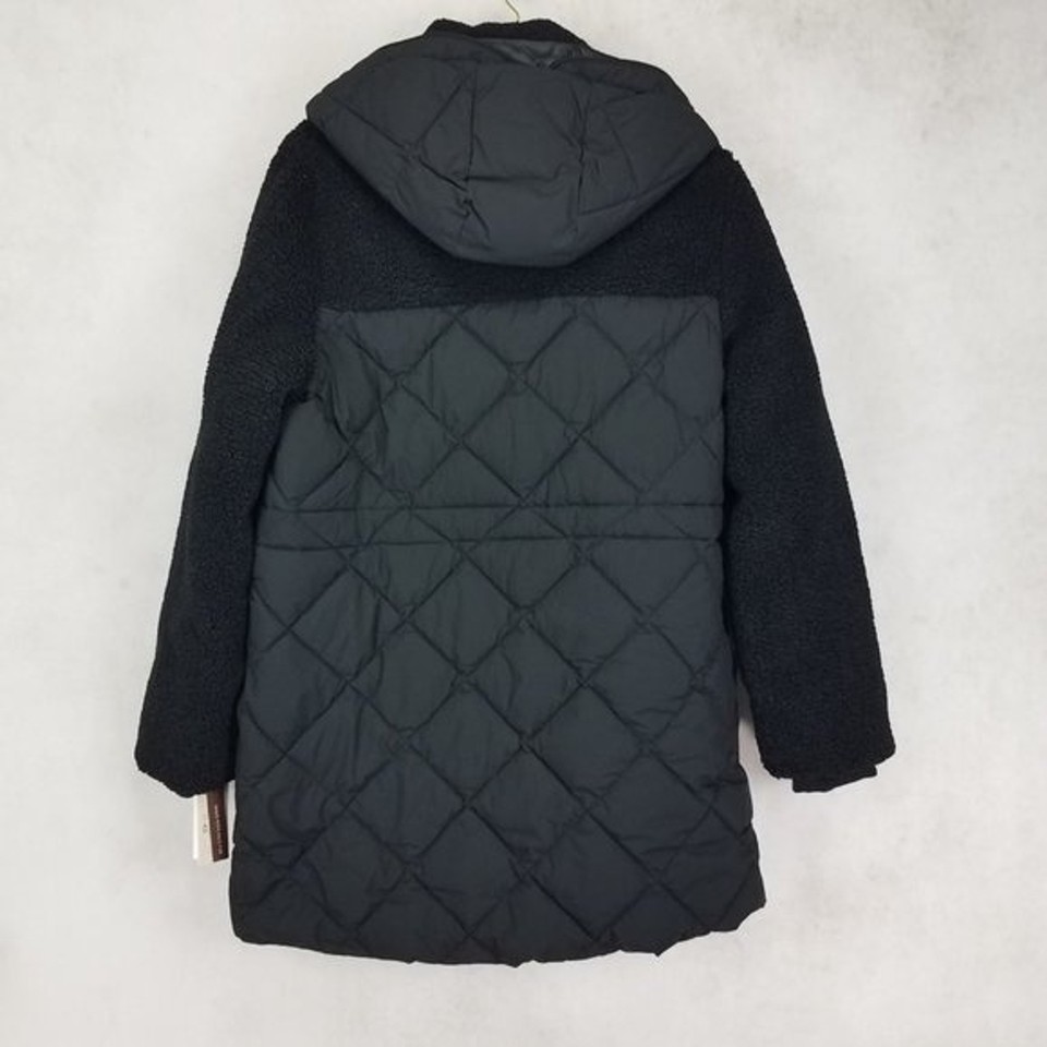 NEW Koolaburra by UGG Women's M Hooded Faux Fur Sherpa Jacket in Black