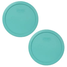 Pyrex 7402-PC Turquoise Round Plastic Food Storage Replacement Lid (2-Pack)