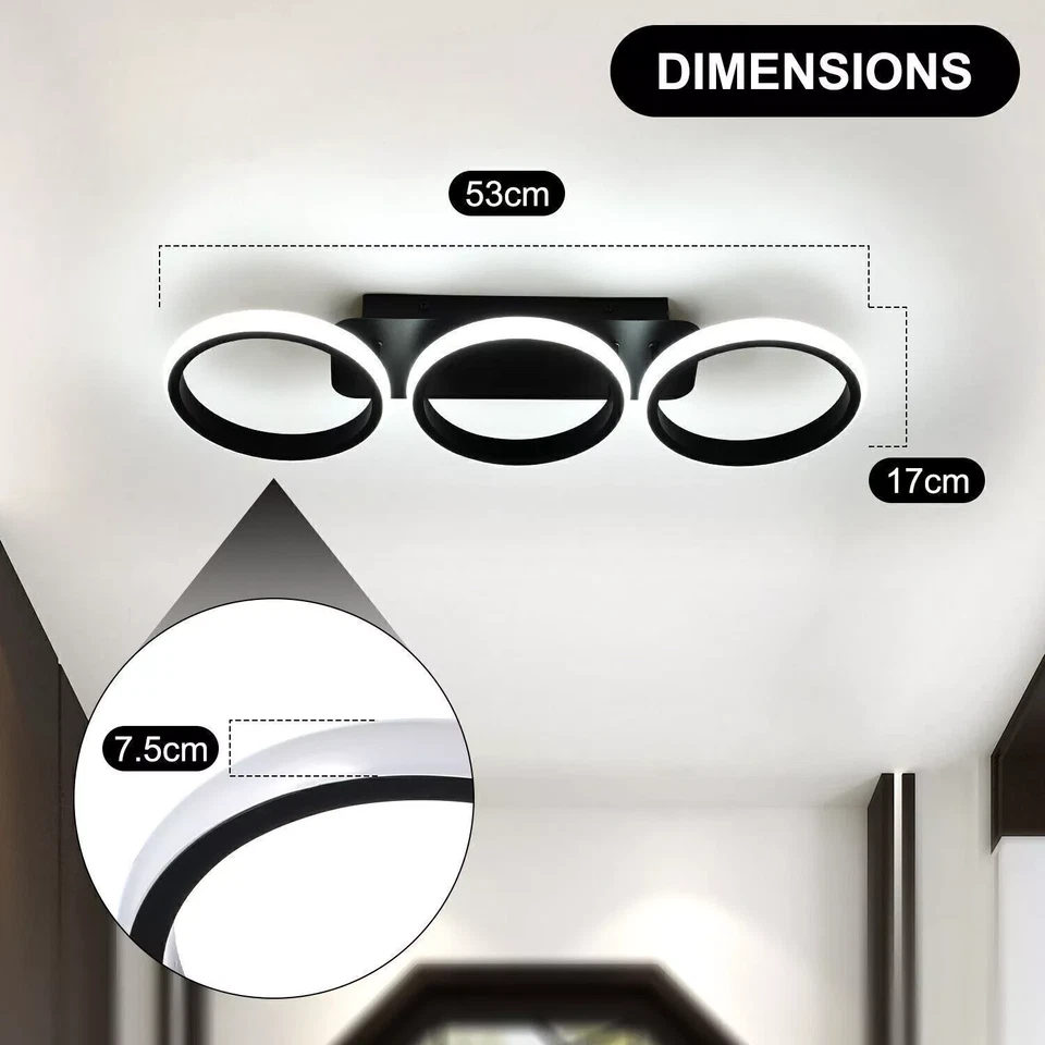 3-Farbige Decken-Lampe Dimmbar LED Deckenleuchte Wohnzimmer Flur Küchen Eingang - Bild 2 von 4