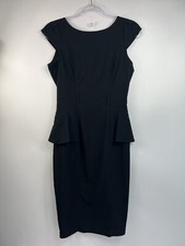 Xoxo Little Black Dress Women's Sz 3/4 Black Cap Sleeves Back Zip Fitted Vent