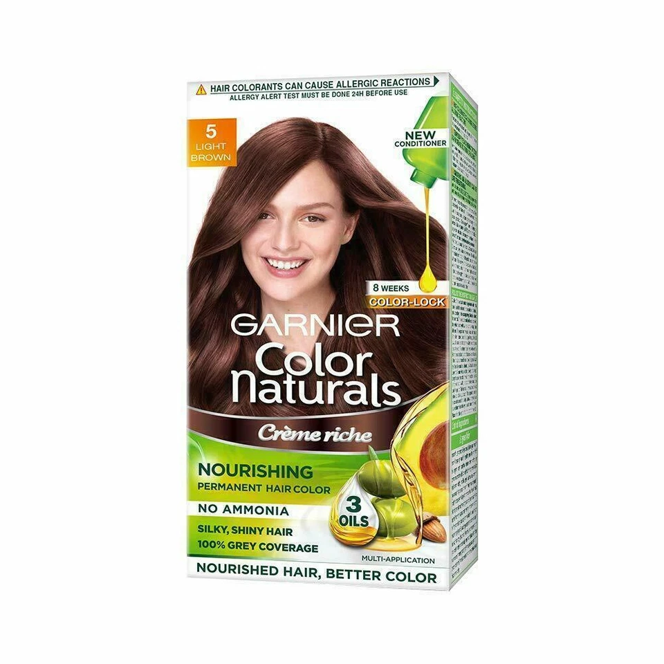 3 pack Garnier Naturals Crème Hair Color Shade 5 Light Brown,70ml+60g - image 2 of 4