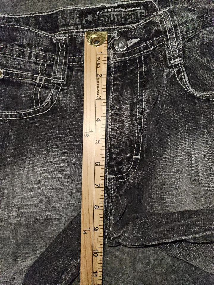 Pantalones de mezclilla rectos Southpole juveniles talla 12 negros bordados informales años 90 Y2K hip hop Foto 4 de 4
