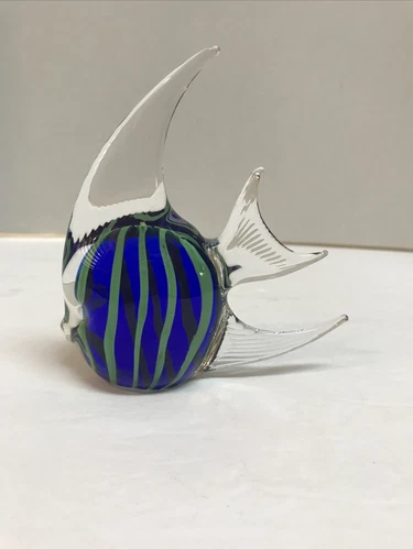 Laguna Murano Vennini Art Glass Vintage Angle Fish Figurine Paperweight Signed
