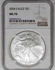 2004 Silver Eagle MS 70 NGC