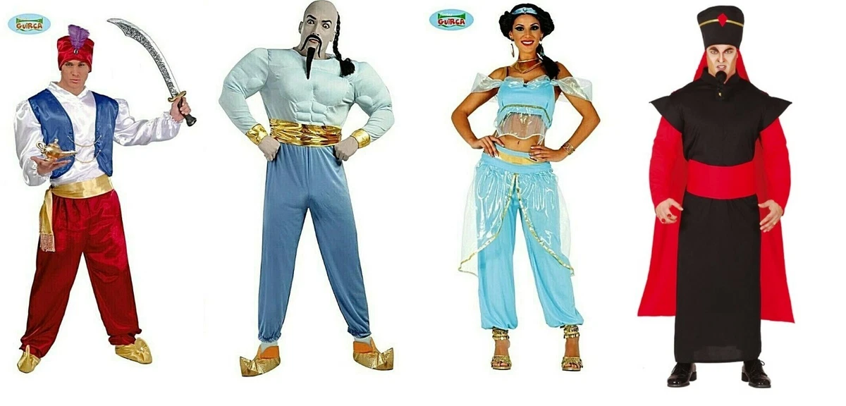 CARNEVALE HALLOWEEN VESTITO ALADDIN GENIO JASMINE ALADINO ALADIN JAFAR  ADULTO