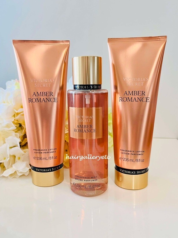 3 pc Victoria's Amber Romance Fragrance Mist & Lotion Set