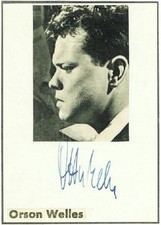 Orson Welles Autograph on selfmade Card. COA