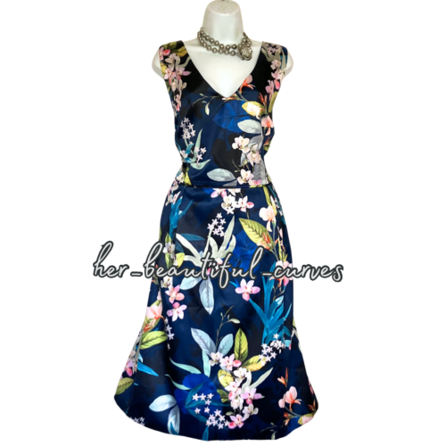 MONSOON KLEID BLUMENDRUCK HOCHZEIT ANLASS PARTY GRÖSSE 22