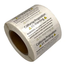  California Proposition Prop 65 Warning Labels Rectangle 500 Glossy Stickers