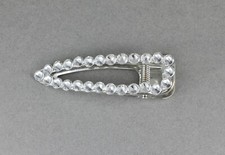 clear silver crystal barrette metal alligator hair clip faceted gems sparkly