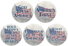 God Bless America Patriotic American Flag - 5 Pack Circle Stickers 3 Inch