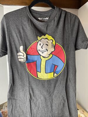 Fallout T-shirt Thumbs Up Guy Bethesda Video Game Hot Topic Sz Small Gray
