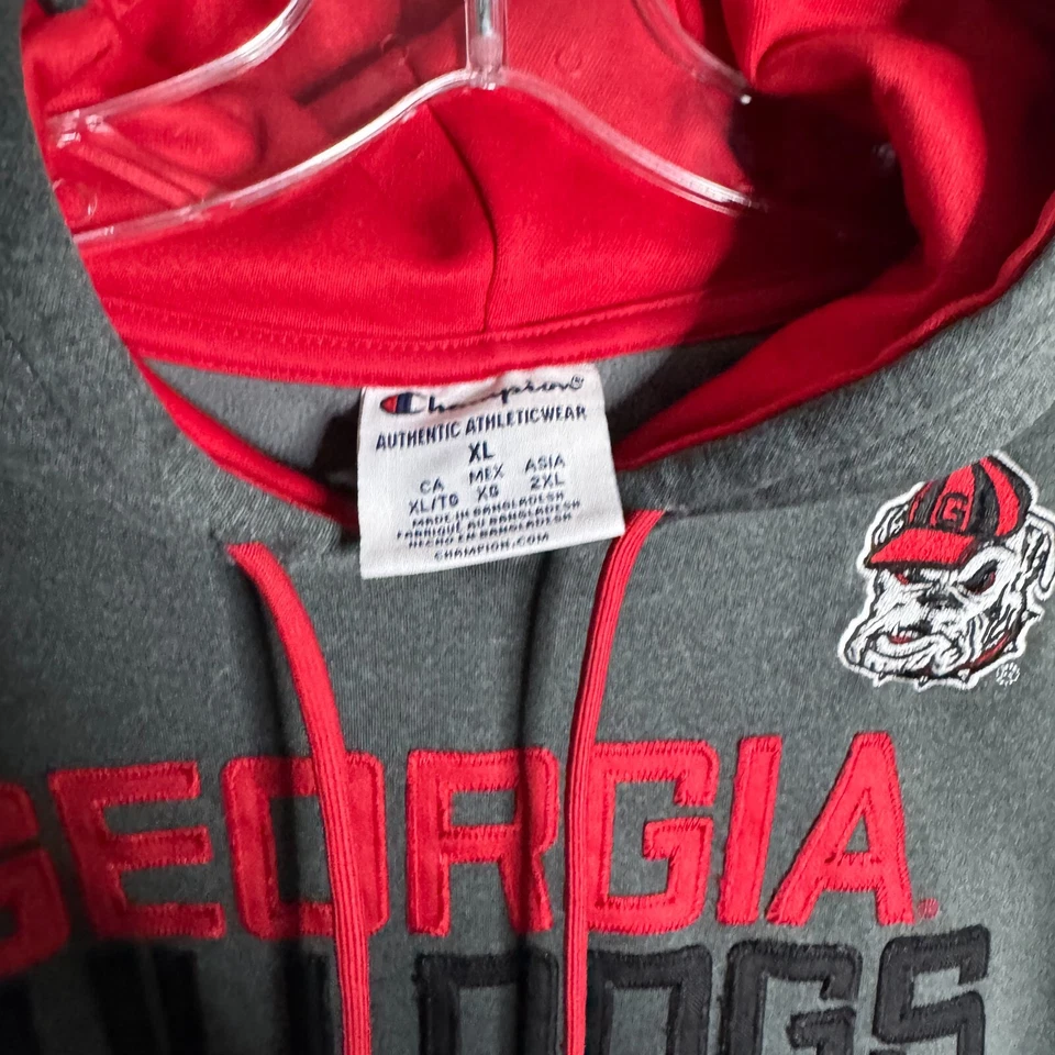Suéter Champion Georgia Bulldog XL Para Hombre Sudadera con Capucha Gris Pull Over Foto 2 de 4