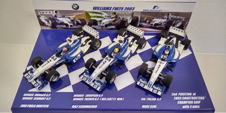 1:43 SET 3 AUTO WILLIAMS BMW FW25 2003 MONTOYA SCHUMACHER GENE 2° COSTRUTTORI - Immagine 2 di 4