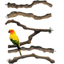 5 PCS Natural Grape Stick Perch Swing Chewing Toys for Parrot Cages, Cockatie...