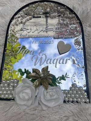 Customized nikkah tray.wedding ring holder with bird and grooms finger print