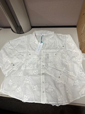 Kyla Seo White Holly Shirt Embroidered Button Down Size Small