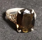Vintage Sterling Silver 925 Ring Size 7.5-8  Genuine Natural Smoky Quartz Rare