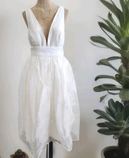 NWT Sachin & Babi Women Carmina Bow Embellish Organza Midi Dress 8 White Wedding