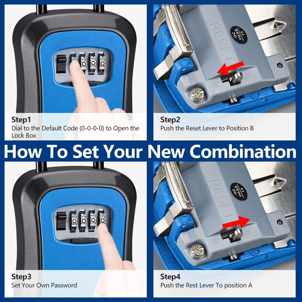 Key Safe 4-Digit Combination Lock Box Wall Mount Storage Safe Security