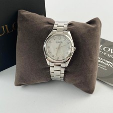 Bulova Surveyor -96p228- White Dial Stainless Steel Womens Quartz Watch 31 Mm