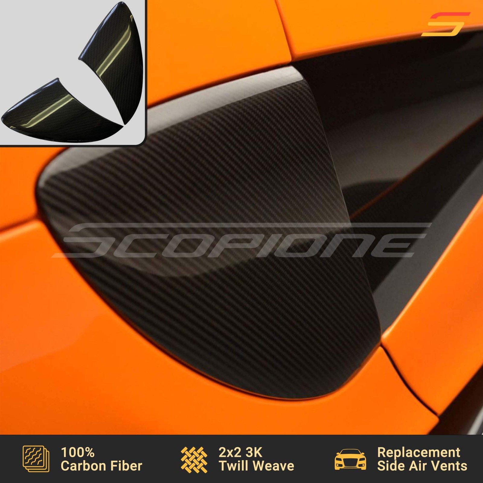 Scopione Carbon Fiber Side Air Intake Covers for McLaren 540C 570GT 570S 600LT