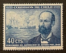 Travelstamps: 1948 Chile Stamp Sc#251, Mint,OG, LH, “Iquique Naval Battle"